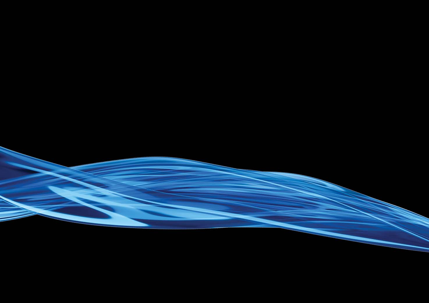 Black background with blue swish that looks similar to water.